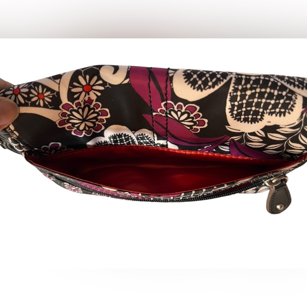 Tyler Rodan Floral Black and White Crossbody Bag with Purple & Orange Accents - Picture 10 of 16